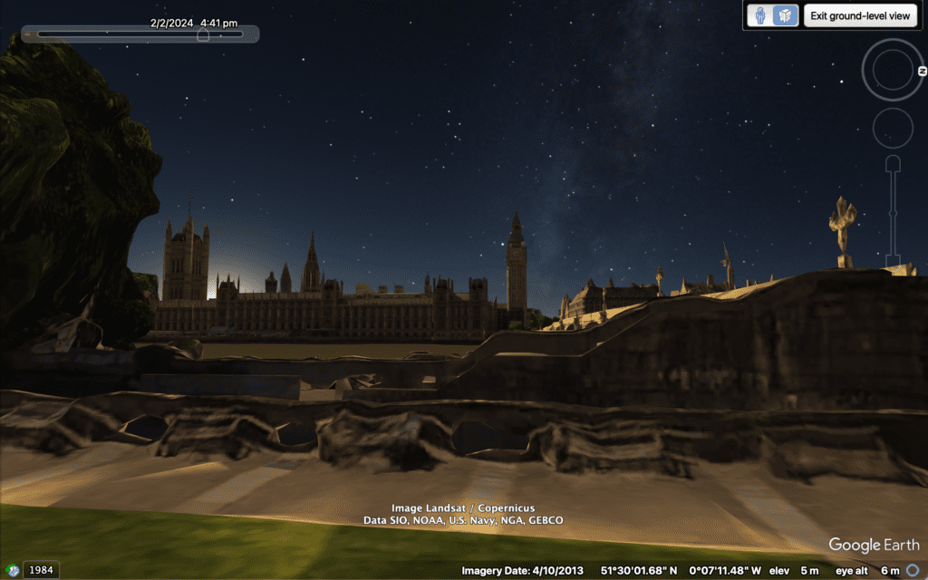 3D view of Big Ben and Westminster, London in Google Earth Pro