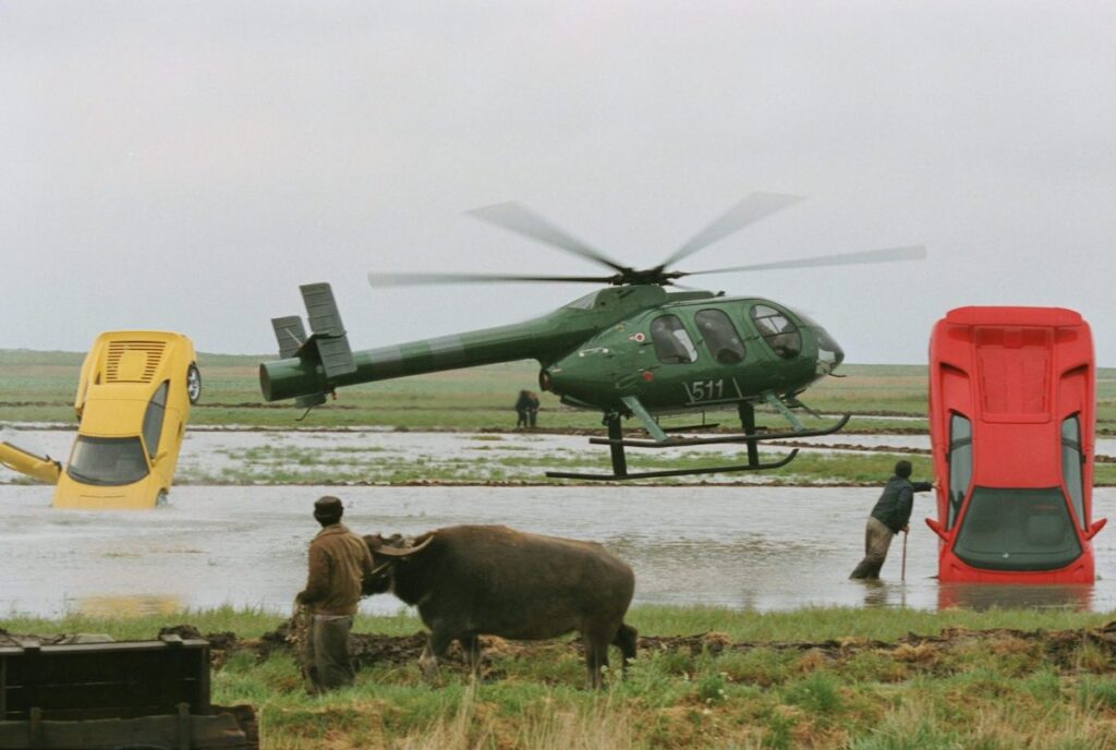 Image of a film set with helicopter on Deepdale Farm