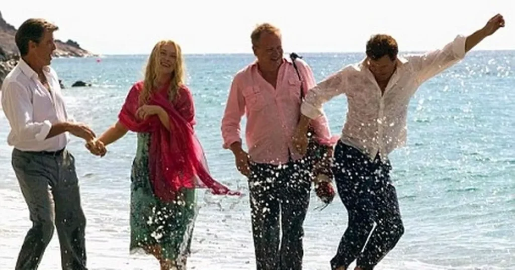 Film still showing a beach location from Mamma Mia!