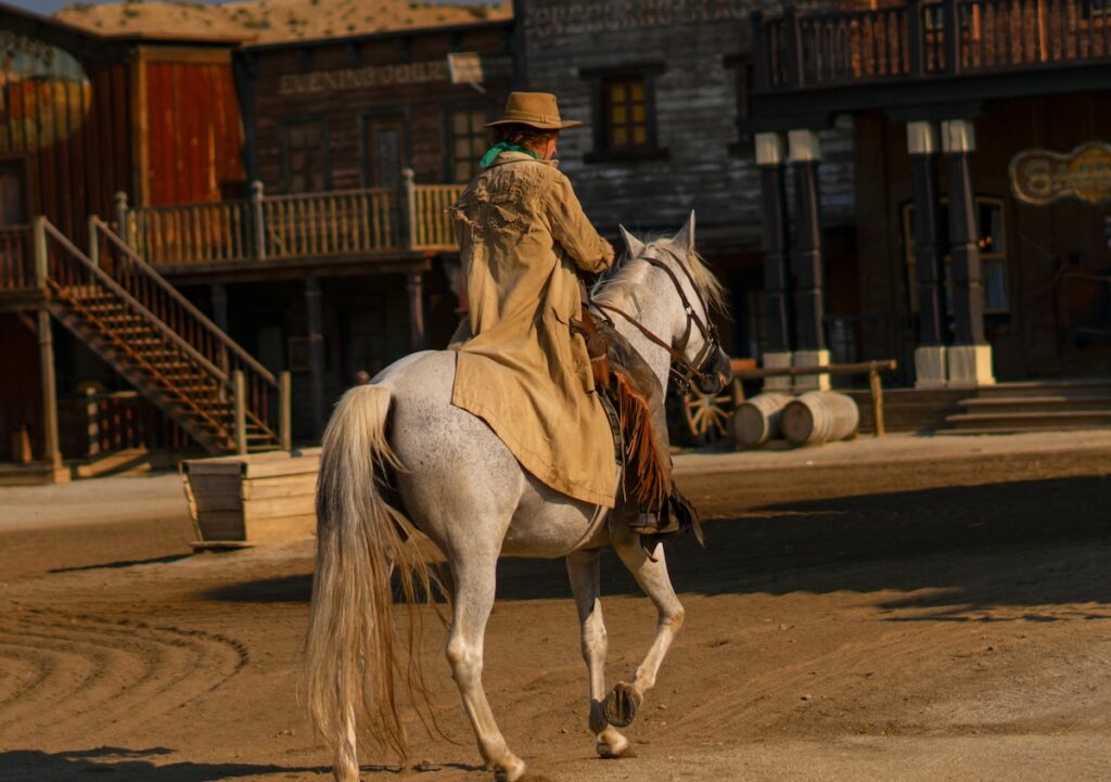 image of cowboy riding a horse in Spain