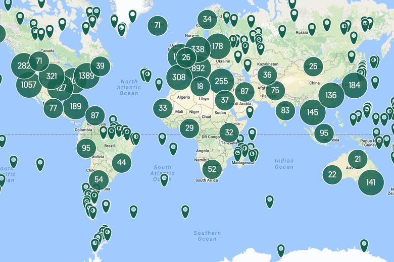 screenshot of world map on atlas obscura app