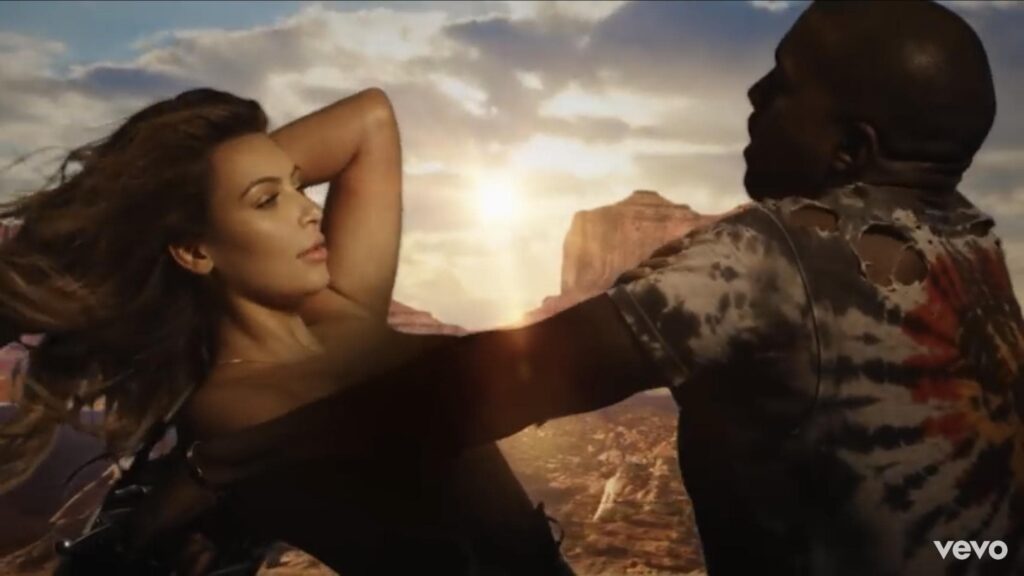 Kanye West using a green screen backdrop in music video for 'Bound 2'