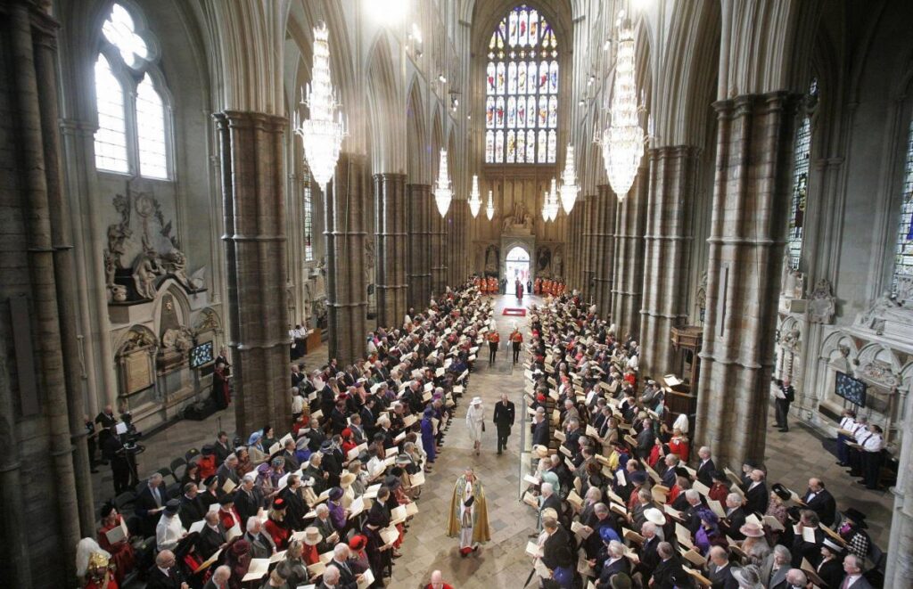 still from the Crown of Winchester Cathedral used as St Paul's cathedral for royal wedding scene