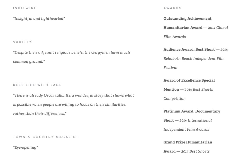 'Of Many' press kit endorsements