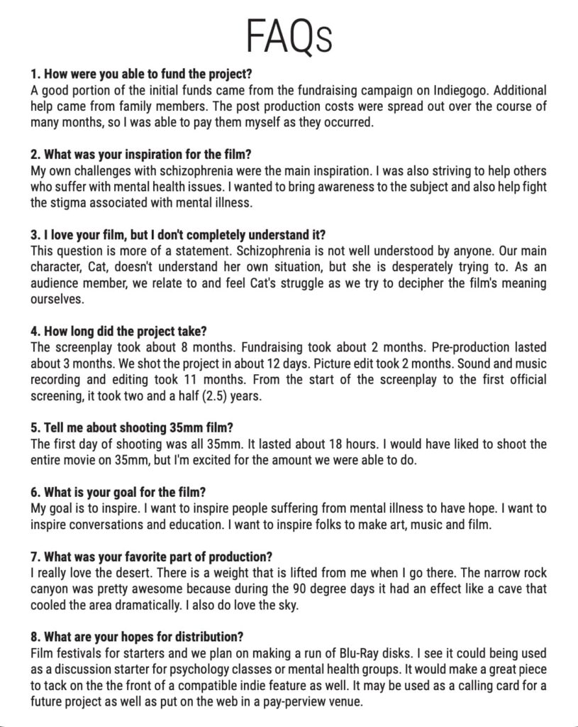 'Cat the short film' press kit