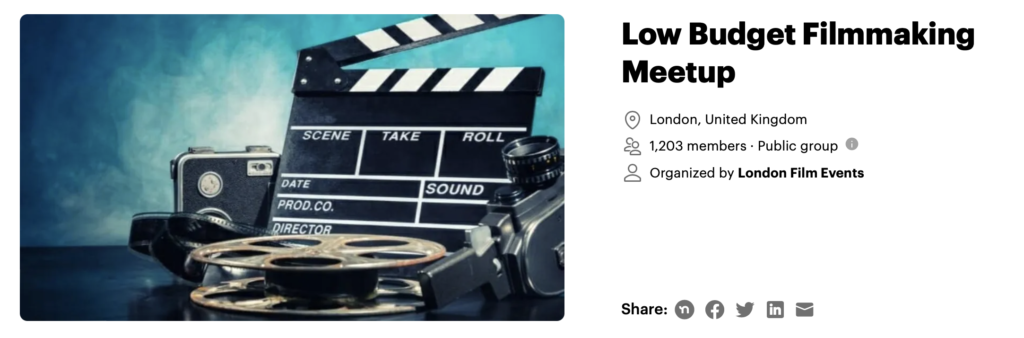 Low Budget Filmmaking group Meetup profile