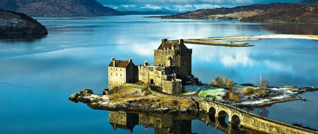 exterior castle and loch views of Eilean Donan